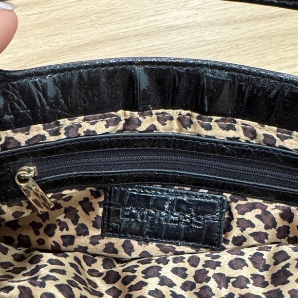 Express Shiny Black Textured Wristlet - Picture 2 of 2